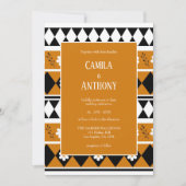 縁どストライプ花ダイヤモンドボホ花柄 招待状 (正面)