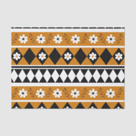 縁どストライプ花ダイヤモンドボホ花柄 薄葉紙