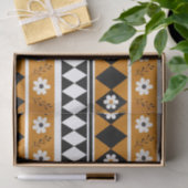 縁どストライプ花ダイヤモンドボホ花柄 薄葉紙 (ギフト)