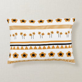 縁どストライプ花三角形ボホ模様 アクセントクッション