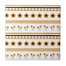 縁どストライプ花三角形ボホ模様