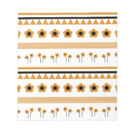 縁どストライプ花三角形ボホ模様 ノートパッド