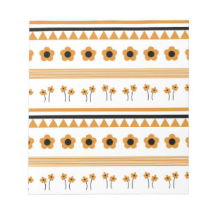 縁どストライプ花三角形ボホ模様 ノートパッド