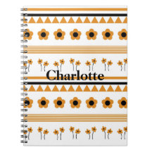 縁どストライプ花三角形ボホ模様