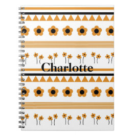 縁どストライプ花三角形ボホ模様 ノートブック