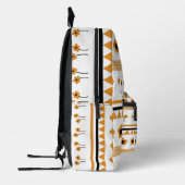 縁どストライプ花三角形ボホ模様 プリントバックパック (左)