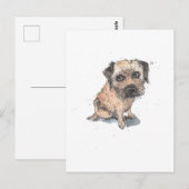 縁どテリアイラストレーションカおもしろいウトドッグポスカ ポストカード (正面/裏面)