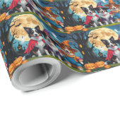 縁どドッグズパンプキンハロウィンおもしろい ラッピングペーパー (ロールコーナー)