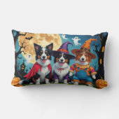 縁どドッグズパンプキンハロウィンおもしろい ランバークッション (裏面)