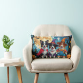 縁どドッグズパンプキンハロウィンおもしろい ランバークッション (椅子)