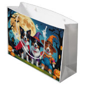 縁どドッグズパンプキンハロウィンおもしろい ラージペーパーバッグ (裏面アングル)