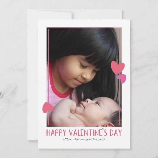 縁どハートバレンタインデーの写真カード (正面)