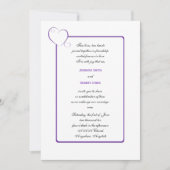 縁どハートパープル結婚式招待状 招待状 (正面)