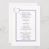 縁どハートパープル結婚式招待状 招待状 (正面/裏面)