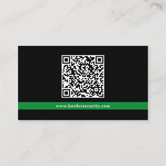 縁どパトロール薄い緑の線軍隊警察ロゴ 名刺 (裏面)