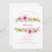 縁どフローラ誕生日パーティーの招待 招待状 (正面/裏面)