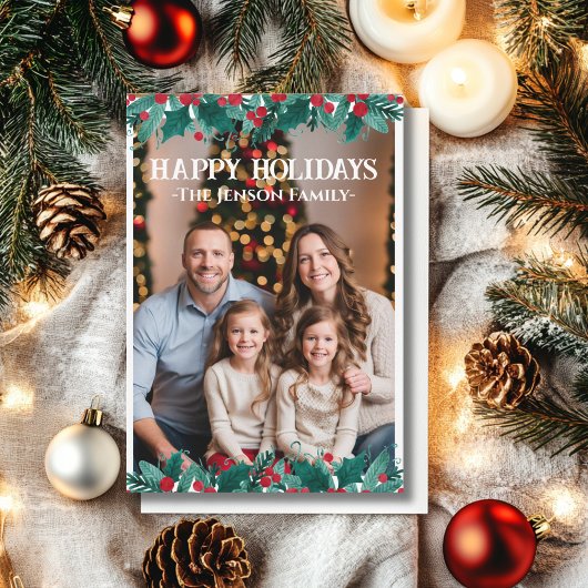 縁どリース写真クリスマスカード サンキューカード