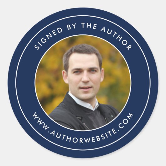 縁ど作家写真で署名された編集可能な色 ラウンドシール (正面)