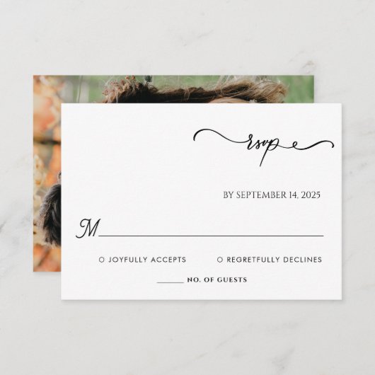 縁ど写真フレーム最も写真人気があるの結婚多い 出欠カード (正面/裏面)