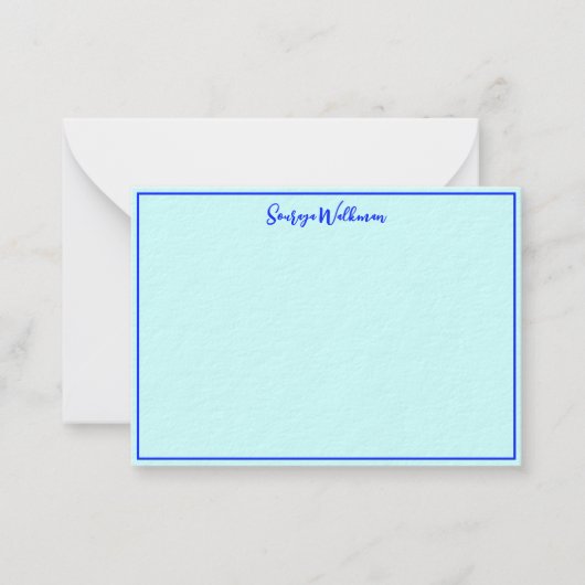 縁ど名とブルーエレガントミニマ空白のリスト ノートカード (正面)