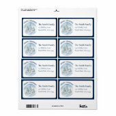 縁ど水色のウッドランド動物クリスマス ラベル (フルシート)