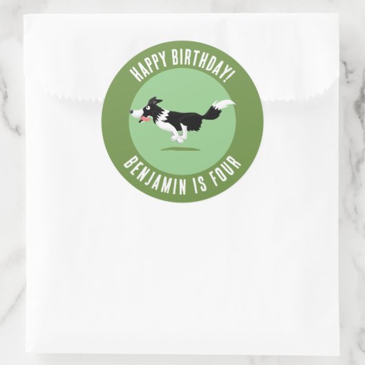 縁ど犬の生誕パーソナライズされた生漫画 ラウンドシール (バッグ)