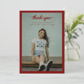 縁ど独身のシンプル写真の卒業 サンキューカード (スタンド正面)