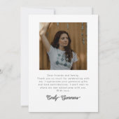 縁ど独身のシンプル写真の卒業 サンキューカード (裏面)