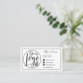 縁ど白黒ヘアメイクフォトロゴqrコード 名刺 (スタンド正面)