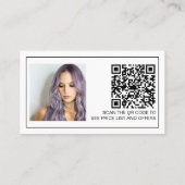 縁ど白黒ヘアメイクフォトロゴqrコード 名刺 (裏面)