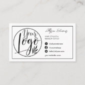 縁ど白黒ヘアメイクフォトロゴqrコード 名刺 (正面)