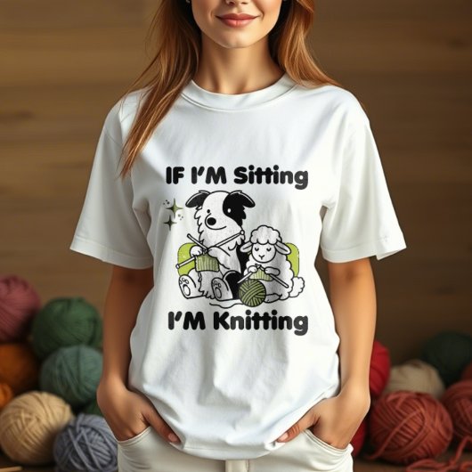 縁ど羊編み物糸愛好家のコリー犬 トライブレンドTシャツ