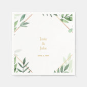 縁ど金ゴールド葉の名結婚前,披露宴 スタンダードカクテルナプキン (正面)