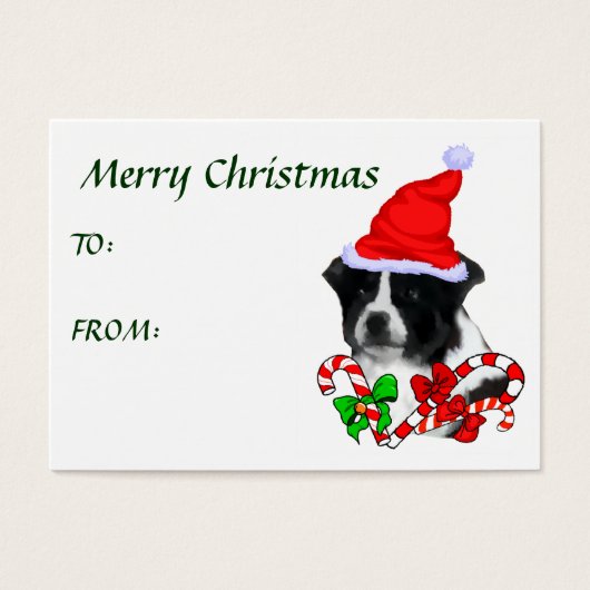 縁どCollie Christmas Gift Name Tags (正面)