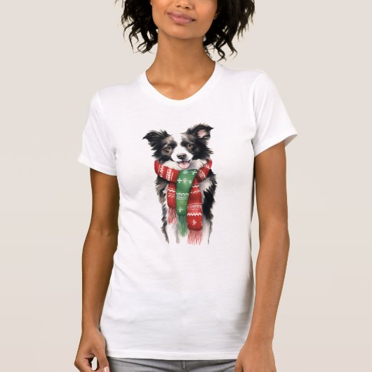 縁どCollie Christmas Women's Tシャツ – フェスティバル (正面)