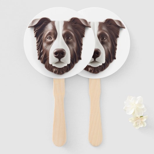 縁どCollie Dog 3D インスパイア ハンドファン (正面&裏面)