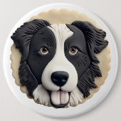 縁どCollie Dog 3D インスパイア 缶バッジ (正面)