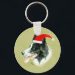 縁どCollie Dog w Christmas Santa Hat キーホルダー<br><div class="desc">コリー犬を愛する人のための完璧なクリスマス縁どのギフト。</div>