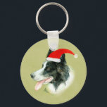 縁どCollie Dog w Christmas Santa Hat キーホルダー<br><div class="desc">コリー犬を愛する人のための完璧なクリスマス縁どのギフト。</div>