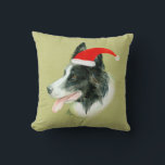 縁どCollie Dog w Christmas Santa Hat クッション<br><div class="desc">コリー犬を愛する人のための完璧なクリスマス縁どのギフト。</div>