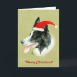 縁どCollie Dog w Christmas Santa Hat シーズンカード<br><div class="desc">コリー犬を愛する人のための完璧な縁どクリスマスの挨拶。</div>