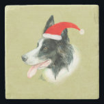 縁どCollie Dog w Christmas Santa Hat ストーンコースター<br><div class="desc">コリー犬を愛する人のための完璧なクリスマス縁どのギフト。</div>