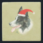 縁どCollie Dog w Christmas Santa Hat ストーンコースター<br><div class="desc">コリー犬を愛する人のための完璧なクリスマス縁どのギフト。</div>