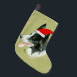 縁どCollie Dog w Christmas Santa Hat スモールクリスマスストッキング<br><div class="desc">コリー犬を愛する人のための完璧なクリスマス縁どのギフト。</div>