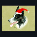 縁どCollie Dog w Christmas Santa Hat ポスター<br><div class="desc">コリー犬を愛する人のための完璧なクリスマス縁どのギフト。</div>