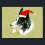 縁どCollie Dog w Christmas Santa Hat ポスター<br><div class="desc">コリー犬を愛する人のための完璧なクリスマス縁どのギフト。</div>
