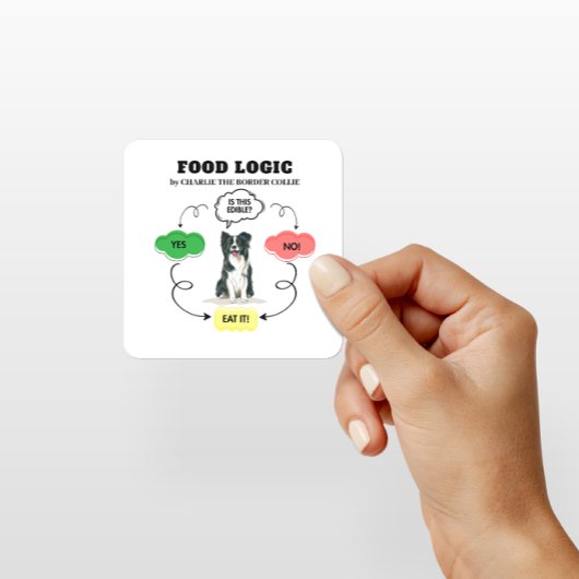 縁どCollie Food Logicカスタム Dog Name スクエアシール