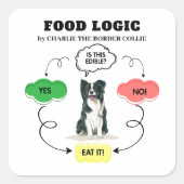 縁どCollie Food Logicカスタム Dog Name スクエアシール (正面)
