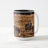 縁どCollie Herding Sheep "保持独身の" ツートーンマグカップ (正面右)