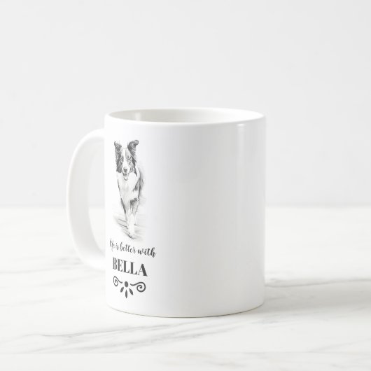 縁どCollie Lifeは犬の名でカスタム優れている コーヒーマグカップ (正面左)